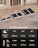 FACHNUO 91 cm Rollstuhlrampe für Stufen zu Hause, 363 kg Tragfähigkeit, tragbare, zusammenklappbare Schwellenrampe für Türen mit selbstanpassender Bodenplatte, rutschfeste Aluminium-Rampe – Ansicht 7