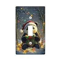 Winter Panda Light Switch Cover Plates/Outlet Covers, Festive Holiday Design with Snow and Lights, Thermoplastic Wall Plates, Standard Size Single Toggle