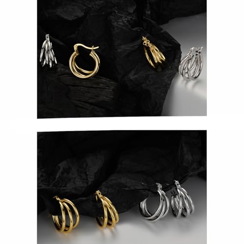 Boucles d'oreilles cerceaux pour femmes créoles géométriques légères - 6