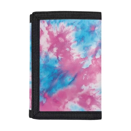 Blue Pink Tie Dye Wallets for Women Multi Card Holder Wallet Clutch Purse Card with Coin Pocket and Photo Album Organizer,Girls Novelty Wallets for Outdoor Use