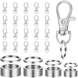 Yorgewd 40 Pcs Keychain & Key Ring Hoop, Metal Swivel Keyring Carabiner Clip for Car Key Family Key Crafts Jewellery Hanging DIY Accessories