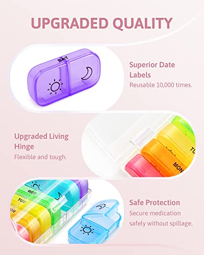 Weekly Pill Organizer 2 Times A Day With Same-Side Large Opening For Easy Filling & Retrieving, Color Tracking 7 Day Am Pm Pill Box With Large Bpa Free Pill Case For Vitamins, Fish Oils, Supplements #TOP4