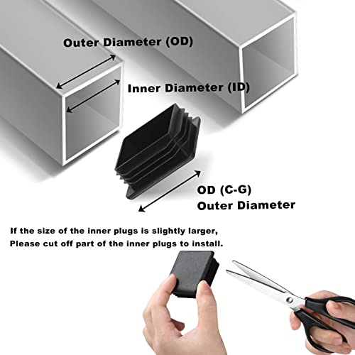 48Pcs Mixed Sizes Square Plastic Plugs, End Caps For Square Tubing Post, Black Square Tubing Inserts,Biscuits And Plugs, Easy Install Plug #TOP2
