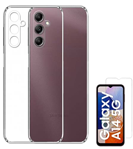 Image of Transparent Soft Silicone TPU Flexible Back Cover Compatible with Samsung Galaxy A14 5G and Screen Guard