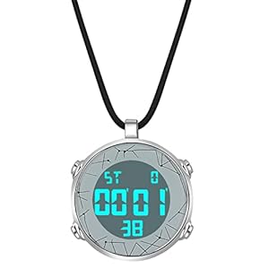 JewelryWe Taschenuhr Herren Damen Digital Quarz Uhr 30m Wasserdicht Datum Woche Kalender Alarm Sportuhr mit Leder Halskette Kette Kettenuhr Geschenk