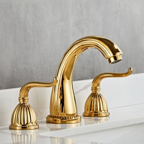 Robinets de lavabo 3 trous mélangeur salle de bain rétro eau chaude et froide