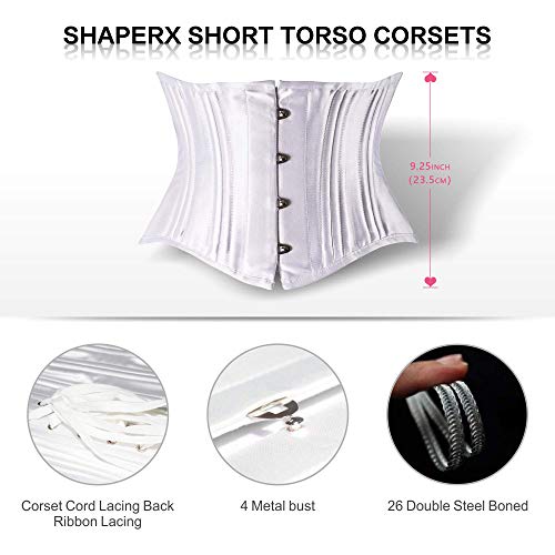 image for SHAPERX Women's 26 Steel Boned Corset Short Torso Heavy Duty Waist Tra