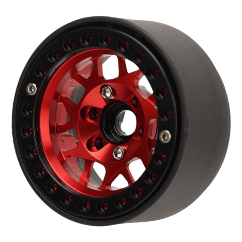 Jantes RC Beadlock 1.9 aluminium rouge pour SCX10 II - 6