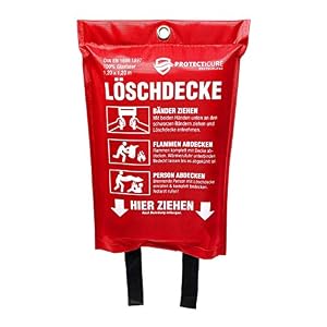 Protecticure Brandschutzdecke Feuerlöschdecke 1,2 Meter x 1,2 Meter