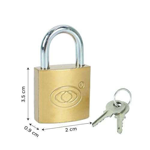 Image of NFI essentials 20mm Set of 4 Brass Polished Lock and Key Metal Suitcase Locks, Multicolor Luggage Padlocks Set, Small Luggage Locks, Mini Locker, Zipper Lock, Tiny Locker for School Gym Backpack
