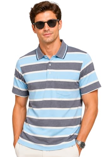 Image of SANE ORIGINALS Polo T-Shirt for Men with Pocket || Striped Polo for Men