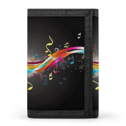 LPSBVNM Colorful Musical Note Trifold Wallet Casual Travel Wallet Fashion Credit Card Holder Minimalist Front Pocket for Men Women