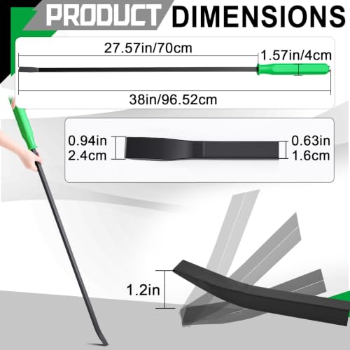 Image of 38 Inch Metal Striking Cap Pry Bar Long Heavy Duty Pry Bar with Mechanic's Handle for Positioning Aligning Prying Iron Worker Tools (Green)