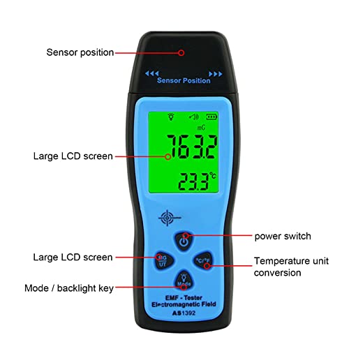 EMF Reader Digital LCD,LCD Electromagnetic Field Ghost Detector - Multifunctional Radiation Dosimete