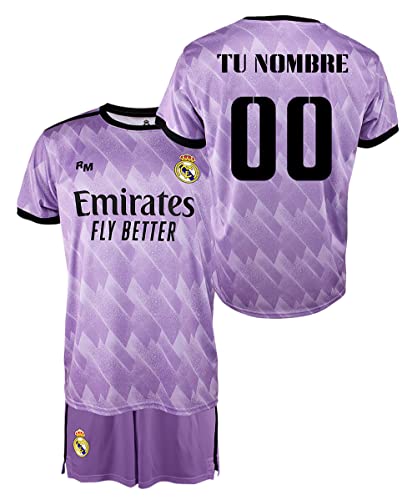 KUSTOMIK Conjunto - Personalizable - Infantil Camiseta y Pantalón RM Réplica Oficial Segunda Equipación Talla 8 Años 2022/2023 Cover