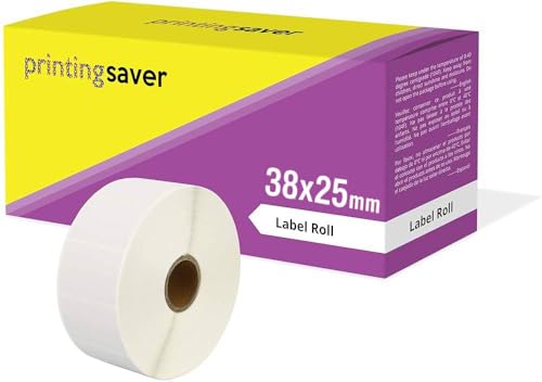 Compatible Roll 38mm x 25mm White Direct Thermal Labels for Zebra GK420d GK420t GC420d GX420d GX420t GC420t GX430t GT800 ZD420 LP2844 TLP 2844 Citizen CL-S521 CL-S621 CL-S631 (2000 Labels per Roll)