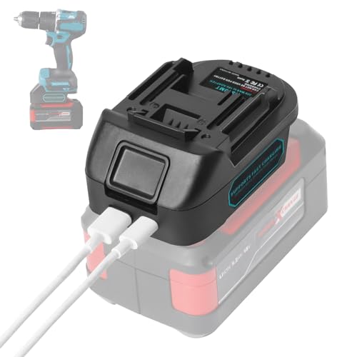 QUPERR EIN18MT Akku-Konverter für Einhell 18 V Akku für kabellose Elektrowerkzeuge Makita 18 V USB-Akkuadapter mit USB-Ladeanschluss/Typ-C (nur Adapter)