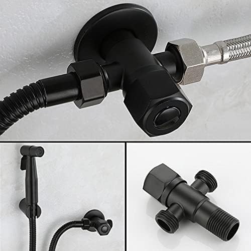 Rociador de bidé para inodoro individual mezclador agua fría monomando acero negro Baño-B 5