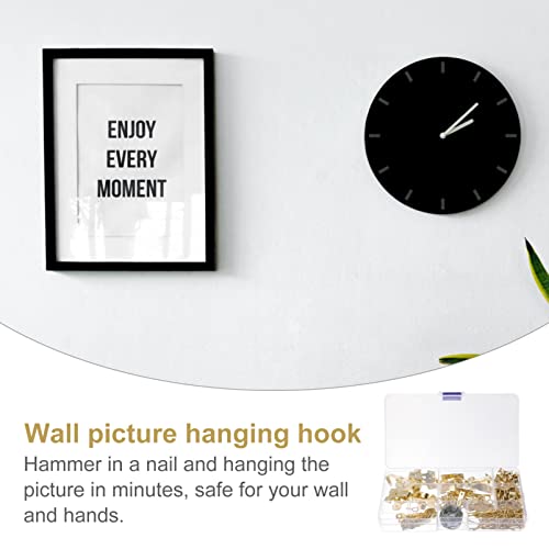Image of DOITOOL 1set Heavy Duty Iron Picture Hanging Kit Angled Nail Design for Easy Wall Mounting Wall Hangers Picture Hooks Frame Hardware for Home Decor