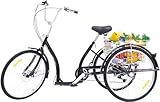🛒 Fashionable tricycle for adults: this traditional 6-speed 26 inch tricycle for people with a height of 5.41-6.07 ft. It can be used for entertainment, shopping or exercise and is applicable to cities, beaches, bicycle paths and various roads. 🛒 Str...