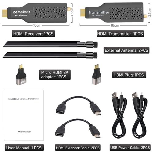 Transmissor e receptor HDMI sem fio, saída de decodificação 4K 1080P, kit extensor HDMI sem fio de 1