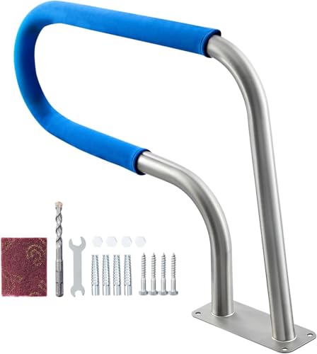 Image of VEVOR Pool Rail, 31 x 22 inch Pool Handrail, 220 lbs Load Capacity Heavy Duty 304 Stainless Steel Swimming Handrail, Detachable Nonslip Sleeve, Rich Accessories, for Poolside, Water Parks, Spa Centers