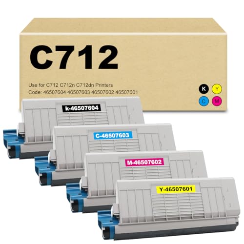 Toner compatible C712 haute capacite lot de 4 cartouches a haut rendement de couleur