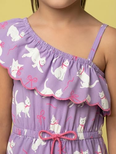 Image of Nautinati Girls Single-Strap Printed Jumpsuit with Assymetric Neckline | Age 2-10 Years