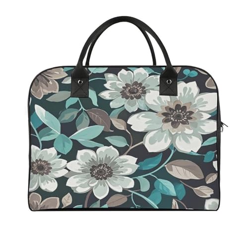 Maletín floral gris y blanco para laptop ligero miniatura 1
