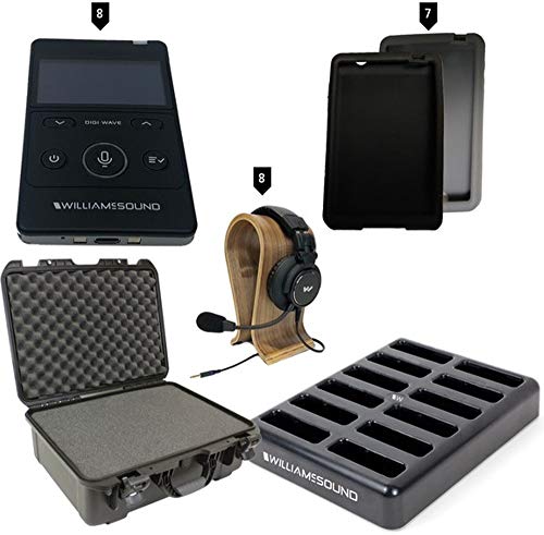 Williams AV DWS COM 8 PRO 400 Digi-Wave 400 Wireless Intercom System for Up to 8 Participants; Includes: (8) DLT 400 Transceivers, (8) MIC 157 Headset Microphones, (1) CCS 042 Heavy-Duty Carry Case