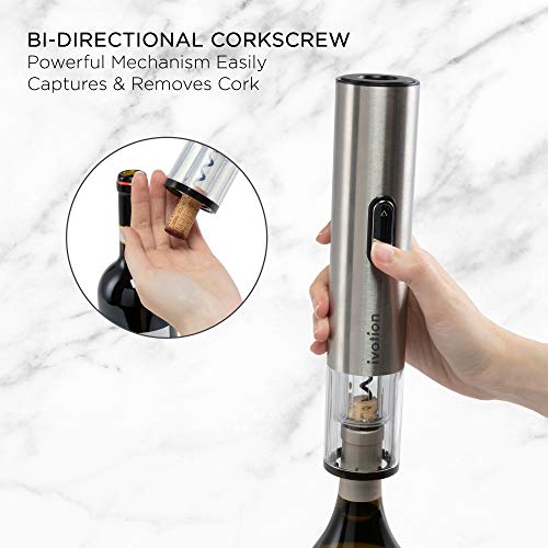 Ivation 6-In-1 Wine Gift Set – Wine Lover’s Dream Includes Stainless Steel Electric Wine Bottle Opener, Electric Vacuum Wine Preserver, 2 Dated Cork Stoppers, Bonus Foil Cutter & Charging Base #TOP7