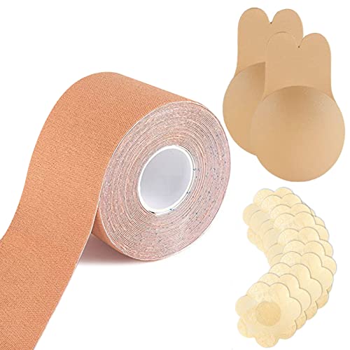 Ruban de Poitrine,Breast Lift Tape,Boob Tape,Soutien Gorge adhesif,Poitrine Bande,Push up Tape,Levage de Poitrine Bande de Soutien-Gorge Invisible Respirante et Anti-Transpiration Cover