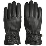 Reed Men's Genuine Leather Warm Lined Driving Gloves (L, BLACK)