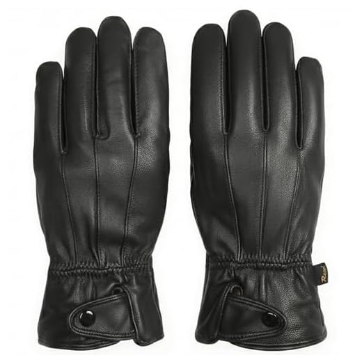 REED Men's Genuine Leather Warm Lined Driving Gloves (L, BLACK)