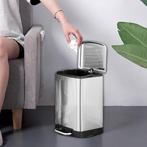 Cubo de basura grande para cocina y dormitorio en acero inoxidable limpio 4