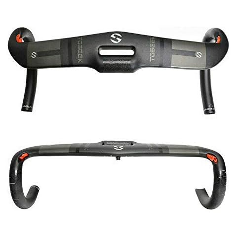 TOSEEK 31.8 * 440mm Road Bike Drop Bar handlebar, Full Carbon Fiber Handlebar 31.8mm Threadless Integrated Racing Drop Bikes Bar Road Bicycle Accessories Cover