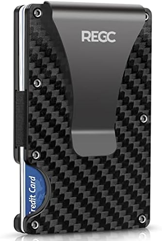 Carbon Fiber Wallet, Metal Money Clip Wallet, RFID Blocking Minimalist Wallet for Men Slim Aluminum Holder Pocket Cash Credit Card Holder