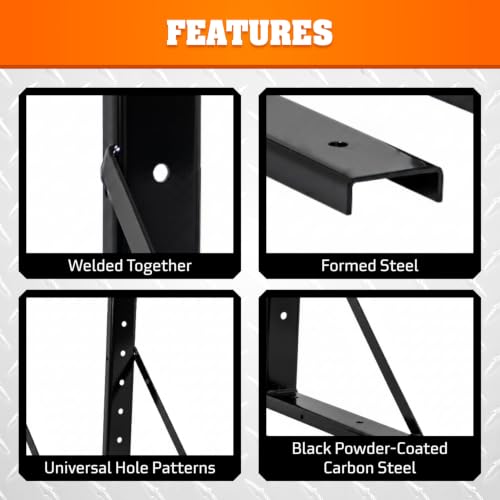 Image of Buyers Products 1701016 Formed Welded Black Steel Mounting Brackets for Underbody Truck Tool Box, Set of 2, 24 inch x 24 inch, Corrosion Resistant With Universal Hole Pattern For Quick And Easy Mounting