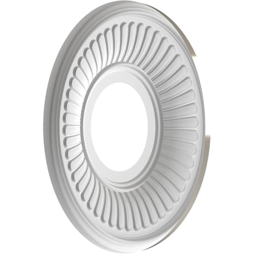 Image of Ekena Millwork CMP10BEBCR Berkshire Thermoformed PVC Ceiling Medallion (Fits Canopies up to 4 1 /2 inch), 10 inchOD x 3 1 /2 inchID x 3 /4 inchP, Bright Coat Chrome