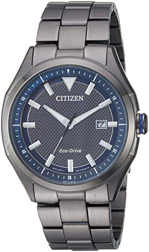 Citizen Eco-Drive Weekender Quartz Mens Watch, Stainless Steel, Black (Model: AW1147-52L)