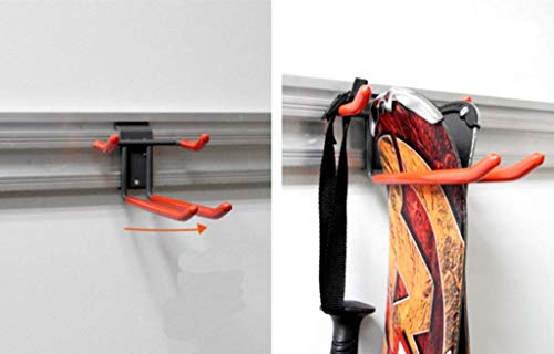 Mkki Wall Mounted Skis And Poles Organizer Rack Heavy Duty Metal Frame And Padded Hooks Horizontal Wall Ski Rack Garage Storage Indoors Outdoors Wall Hooks #TOP4