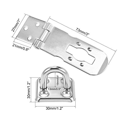 Image of uxcell Padlock Hasp Door Clasp Hasp Latch Security Safety Bolt Lock Latches 3-inch Stainless Steel