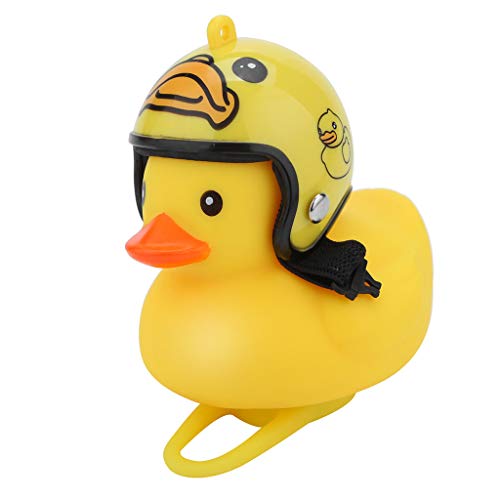AZEWO Kids Cartoon Shining Duck Lighting Head Bike Horn, Cute Bicycle Lights Bell Squeeze Horns for Kids and Adults Bicycle, Bicycle Handlebar Accessories, Funny Cycling Light Rubber Duck Toys (F)