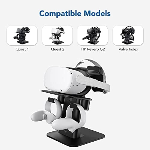 [Upgraded Version] KIWI design VR Stand Accessories Compatible with Quest 2/Quest 1/Rift S/Valve Index/HP Reverb G2/PSVR 2/PICO 4 VR Headset and Touch Controllers(Black)