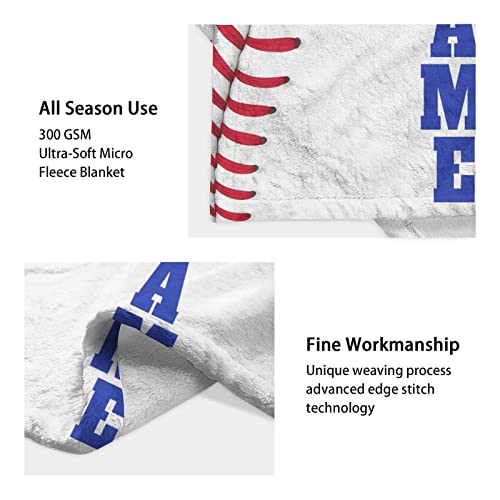 Custom Baseball Throw Blanket for Boys Girls - 40x50 Inches Crib Size - Soft Fluffy Cozy Blankets Gift - White Sports Blanket Throws for Travel, Office