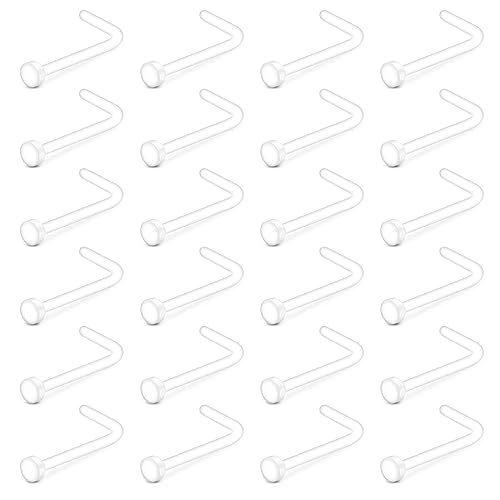 Briana Williams 40pcs 48pcs Clear Nose Studs 20g Clear Nose Rings for Work Plastic Nose Rings for Surgery Flexible Nose Piercing Retainer 20 Gauge Nose Retainer 1.5mm 2.0mm 2.5mm 3.0mm Flat Ball Top