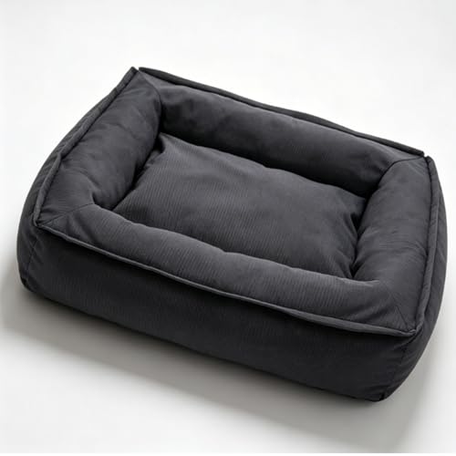 Bewinner Hundebett- Sofa für Haustiere, Bequemes Waschbares Couchbett mit Wasserdichtem Stoff, Weiches, Stützendes Design, rutschfeste Unterseite, Dunkelgrau, 75 X 58 X 13 cm (75 58 13 cm/ 2-2