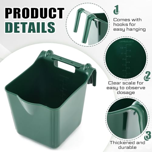 Image of Marsui 8 Pcs 15 Quart Horse Feeders for Stall Hook Over Hanging Fence Hay Feeder Mountable Livestock Plastic Feed Bucket for Farm Stalls Pasture, Stable to Feed Horses Sheep Cattle Cows Etc (Green)
