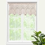 【▶Benutzen】Es ist perfekt für kurze Fenster. Dieses handgewebte Produkt kann als Wanddeko verwendet, über Bett oder Sofa gehängt werden. Es kann auch als kurzvorhang zum Aufhängen am Fenster der Küche / des Wohnzimmer/Schlafzimmers oder des Wohnmobils verwendet werden, um dem Raum Wärme und Boho-Chic zu verleihen. Oder es kann als Trennvorhang zum Aufhängen über der Balkontür verwendet werden.