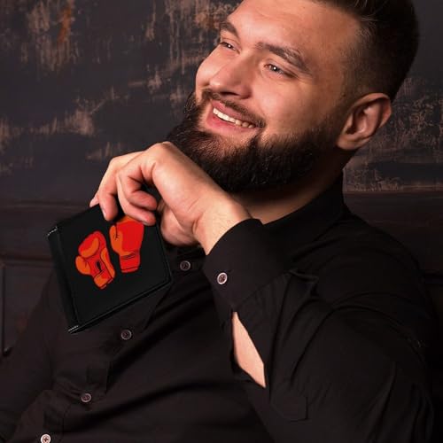 Red Boxing Gloves Slim Bifold Wallets Fashion Credit Card Holder Wallet Unisex Purse Travel4